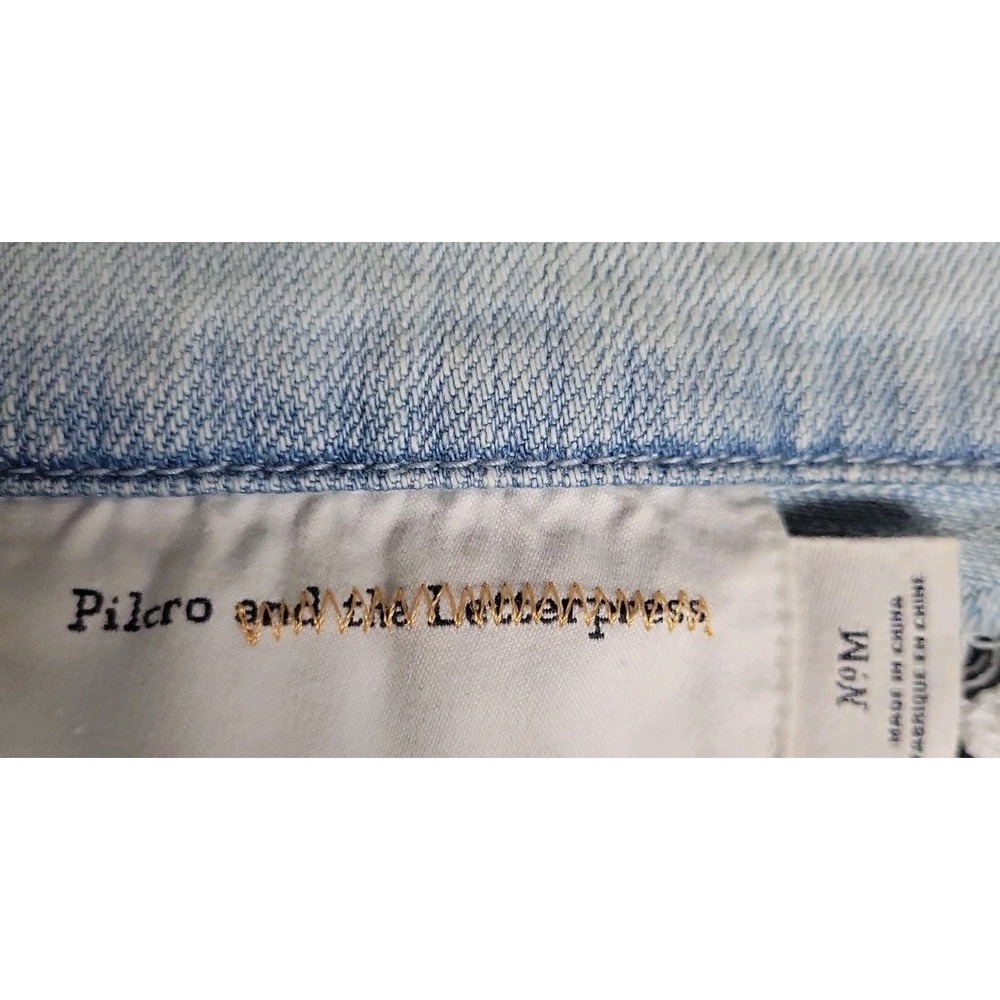 Anthropologie Pilcro The Letterpress Womens SZ M Denim Vest Crochet Lace Back - Picture 4 of 10